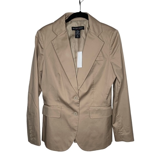 New NEW YORK & COMPANY Beige Tan 2 Button Career Business Blazer Coat Jacket 8 - Picture 1 of 3